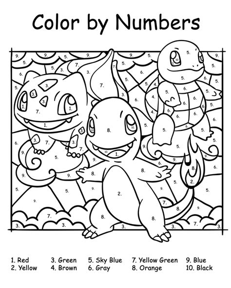 Pokemon Color By Number Printable